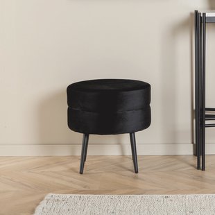 Nohr Poef 'Akela' Velvet, kleur Zwart