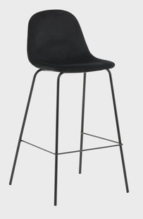 Nohr Barkruk 'Austina' Velvet, kleur Zwart (zithoogte 77cm)