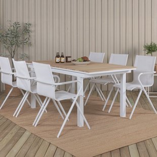 Nohr Uitschuifbare Tuintafel 'Constantina' Teakhout, 180/240 x 90cm, kleur Naturel/Wit