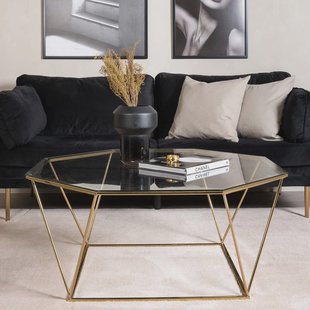 Nohr Salontafel 'Torrian' Glas, 100 x 100cm, kleur Goud