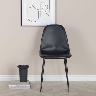 Nohr Eetkamerstoel 'Austina' Lederlook, kleur Zwart