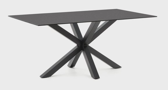 Kave Home Eettafel 'Argo' Glas, 160 x 90cm, kleur Zwart