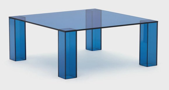 Kave Home Salontafel 'Adularia' Glas, 85 x 85cm, kleur Blauw