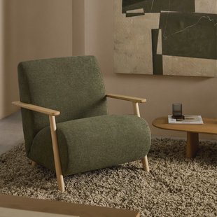 Kave Home Fauteuil 'Meghan' Chenille, kleur Groen/Naturel