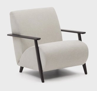 Kave Home Fauteuil 'Meghan' Chenille, kleur Beige/Zwart