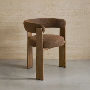 Kave Home Eetkamerstoel 'Granite' Chenille en essenhout, kleur Bruin