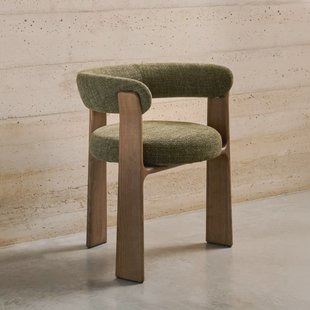 Kave Home Eetkamerstoel 'Granite' Chenille en essenhout, kleur Groen/Bruin