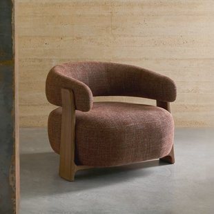 Kave Home Fauteuil 'Granite' Chenille en essenhout, kleur Bruin