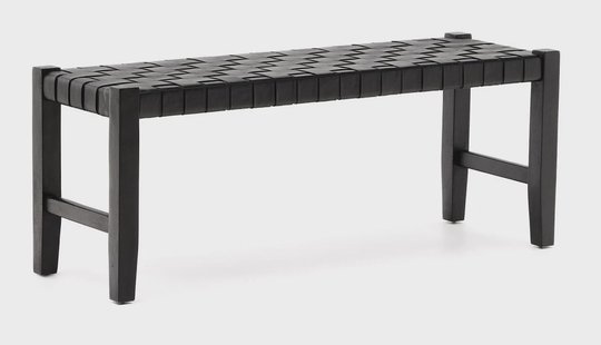 Kave Home Halbank 'Calixta' Hout en leder, 120cm, kleur Zwart