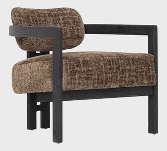 MUST Living Fauteuil 'Kelly' Chenille, kleur Bruin/Zwart