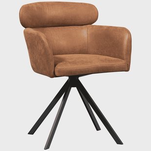 WOOOD Draaibare Eetkamerstoel 'Fenne' Lederlook, kleur Cognac