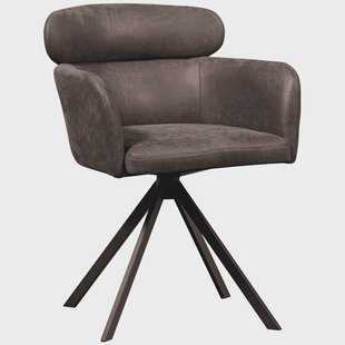 WOOOD Draaibare Eetkamerstoel 'Fenne' Lederlook, kleur Zwart/Grijs