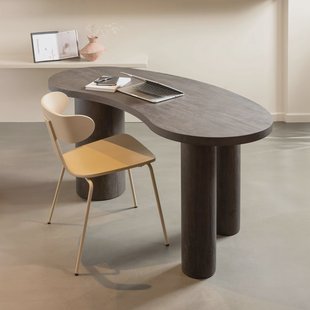 WOOOD Organisch Bureau / Sidetable 'Maan' MDF 150cm, kleur donkerbruin