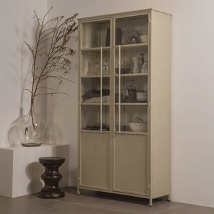 WOOOD Vitrinekast 'Exhibit' 200 x 99cm, kleur Zand