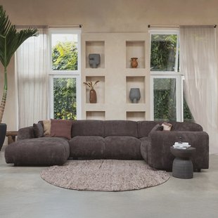 WOOOD Hoekbank 'Cloud' Rechts, Chenille, kleur Warm Bruin