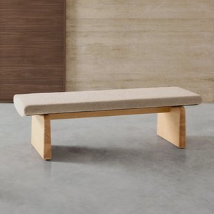 Kave Home Bankje 'Topaz' Chenille en essenhout, 150cm, kleur Naturel