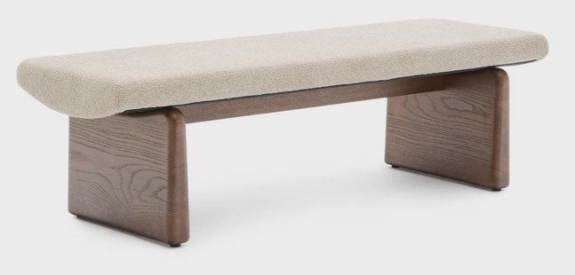 Kave Home Bankje 'Topaz' Chenille en essenhout, 150cm, kleur Bruin