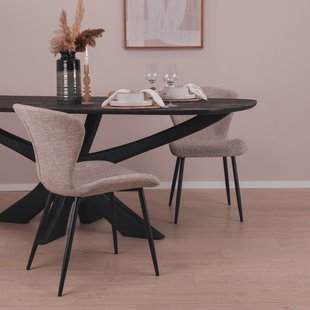 Sohome Deens Ovale Eettafel 'Mabel' Mangohout, 250 x 105cm, kleur Zwart