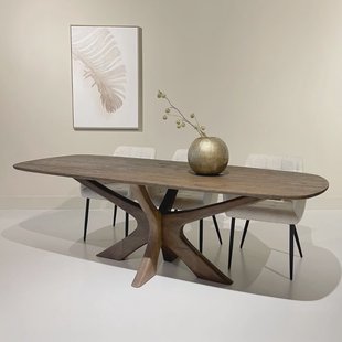 Sohome Deens Ovale Eettafel 'Mabel' Mangohout, 220 x 100cm, kleur Bruin