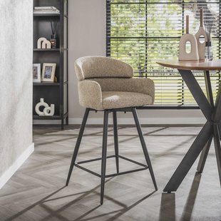 LifestyleFurn Draaibare Barstoel 'Shalandra' Bouclé, kleur Zand (zithoogte 68cm)