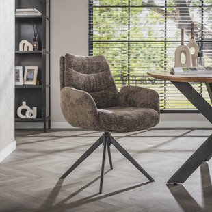 LifestyleFurn Draaibare Eetkamerstoel 'Kristee' Chenille, kleur Taupe