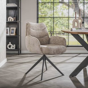 LifestyleFurn Draaibare Eetkamerstoel 'Kristee' Chenille, kleur Zand