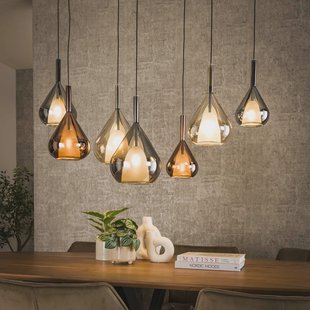 LifestyleFurn Hanglamp 'Cristine' Glas, 4+3-lamps