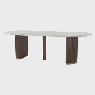 Richmond Ovale Eettafel 'Mayfield' Marmer en mangohout, 250 x 100cm