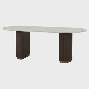 Richmond Ovale Eettafel 'Mayfield' Marmer en mangohout, 210 x 100cm