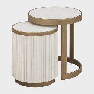 Richmond Ronde Bijzettafel 'Tivoli' Stof en keramiek, Set van 2 stuks