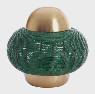 Light & Living Tafellamp 'Cetara' Kralen, 26cm, kleur Donkergroen/Brons