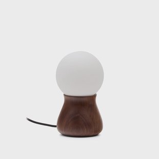 Kave Home Tafellamp 'Okeni' Notenhout en glas, 26cm