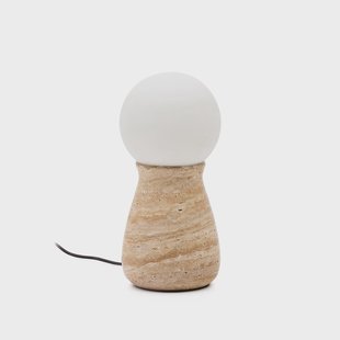 Kave Home Tafellamp 'Okeni' Travertin en glas, 32cm