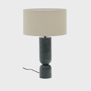 Kave Home Tafellamp 'Vex' Marmer en linnen, 57cm, kleur Beige/Donkergroen