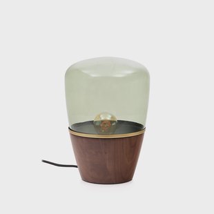 Kave Home Tafellamp 'Silex' Notenhout en glas, 30cm