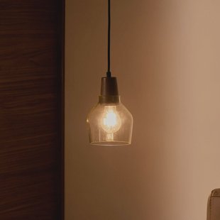 Kave Home Hanglamp 'Silex' Notenhout en glas, 13cm