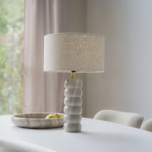 By-Boo Tafellamp 'Patron' Marmer en Linnen, 55cm