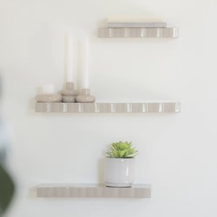 By-Boo Wandplank 'Prinz' Set van 3 stuks, kleur Taupe