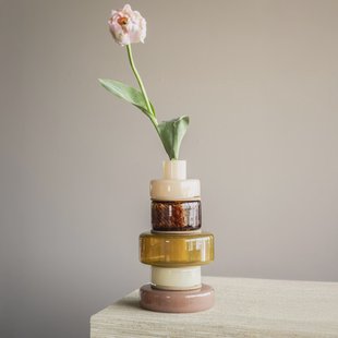 By-Boo Vaas 'Golas' Mondgeblazen glas, kleur Bruin