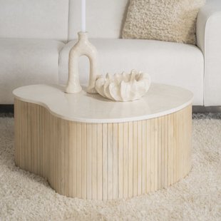 Eleonora Organische Salontafel 'Kira' Mangohout en marmer, 83 x 72cm