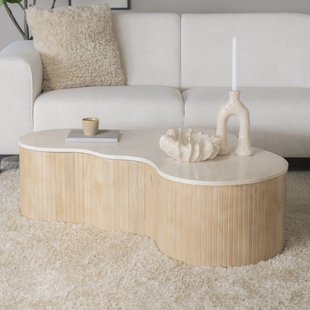 Eleonora Organische Salontafel 'Kira' Mangohout en marmer, 129 x 84cm