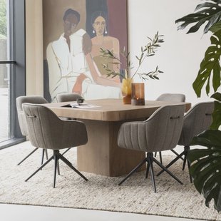 Eleonora Vierkante Eettafel 'Harmonie' Eiken, 140 x 140cm, kleur Bruin