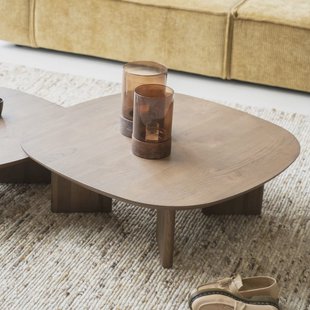 Eleonora Salontafel 'Stef' Eiken, 100 x 100cm, kleur Bruin