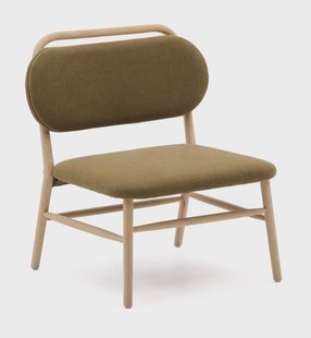 Kave Home Fauteuil 'Helda' Chenille en eikenhout, kleur Groen