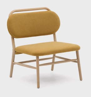 Kave Home Fauteuil 'Helda' Chenille en eikenhout, kleur Mosterdgeel