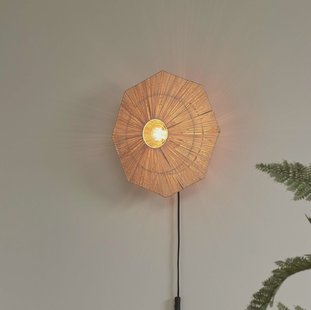 GOOD&MOJO Wandlamp 'Panama' Raffia, 45cm, kleur Naturel