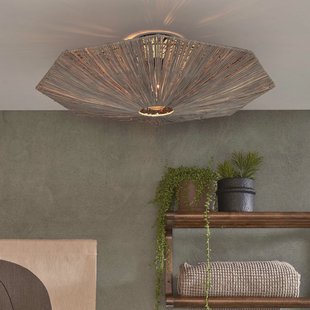 GOOD&MOJO Plafondlamp 'Panama' Raffia, 65cm, kleur Grijs