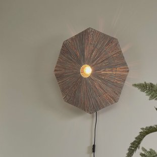 GOOD&MOJO Wandlamp 'Panama' Raffia, 65cm, kleur Grijs