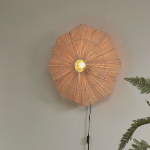 GOOD&MOJO Wandlamp 'Panama' Raffia, 65cm, kleur Naturel