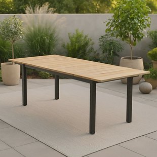 Nohr Uitschuifbare Tuintafel 'Constantina' Teakhout, 180/240 x 90cm, kleur Naturel/Zwart